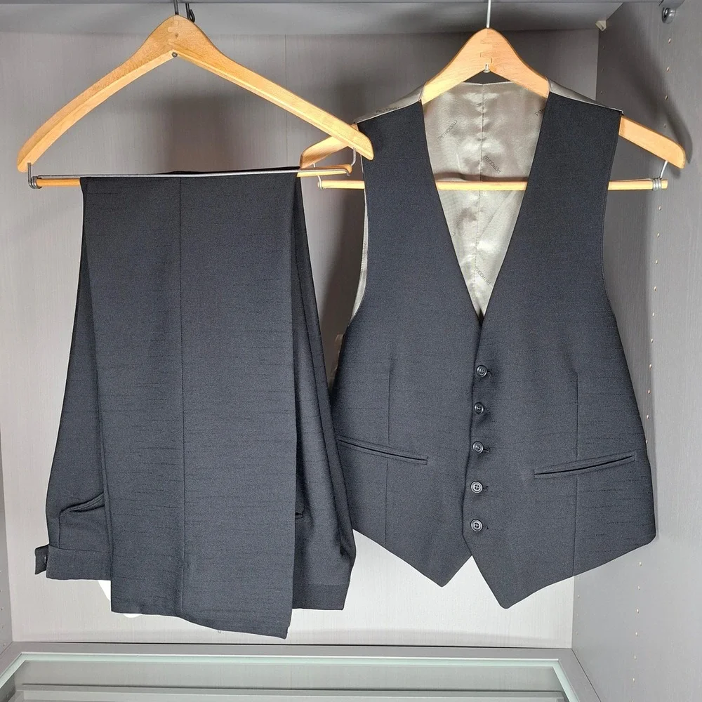Vintage 70s‎ Petrocelli 3 Piece Suit Mens 40R Black Vest Pants Disco